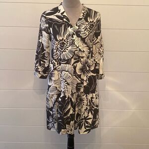 Rachel Zoe Black & White Floral Knee-Length Dress w/ Pockets
